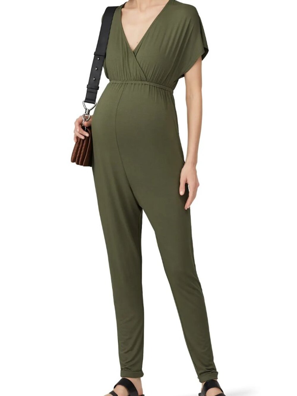 Ingrid & Isabel Cross Front Maternity Jumpsuit Olive XS
